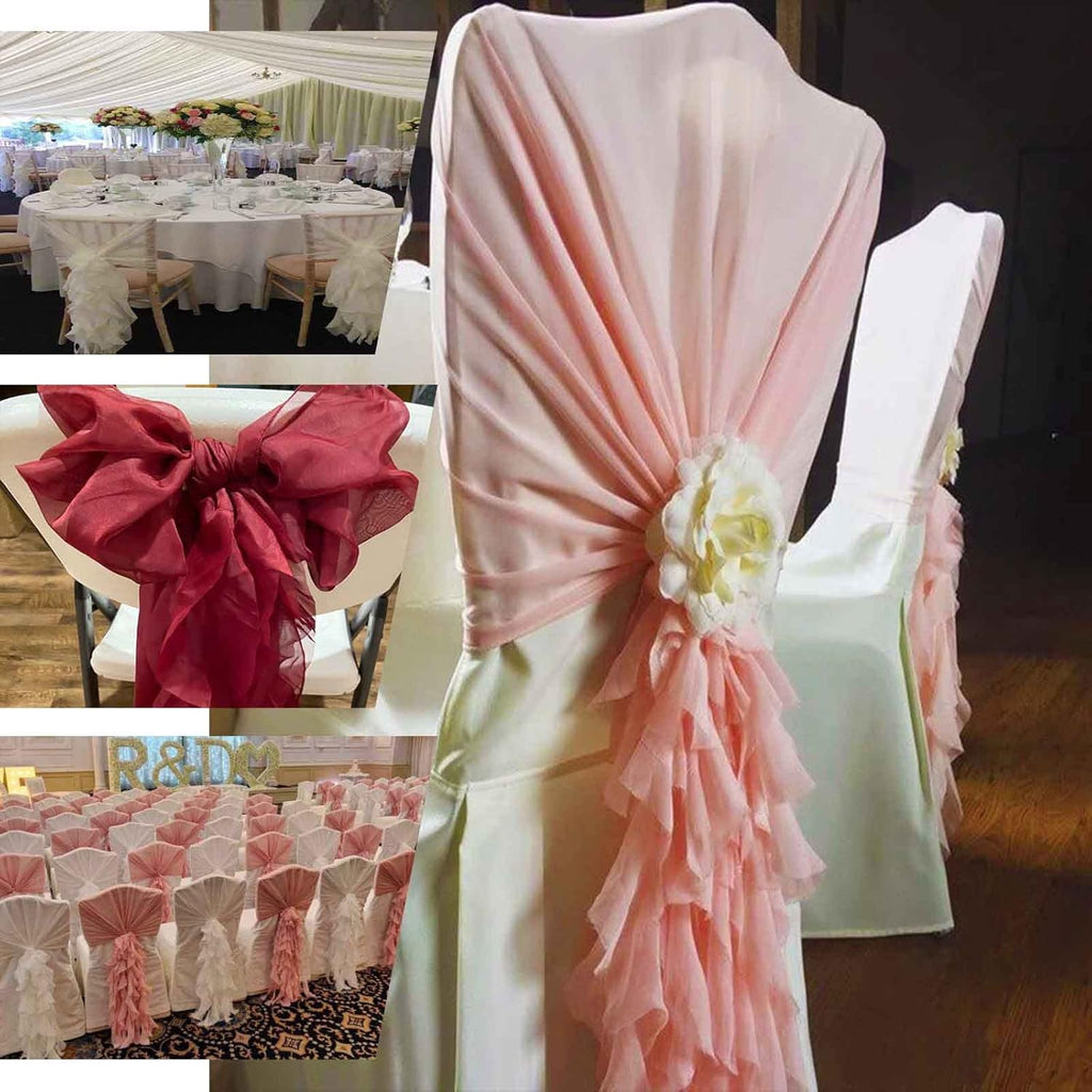Tableclothsfactory Premium Designer Curly Willow Chiffon Chair Sashes - Nude | Perfect for Weddings & Parties