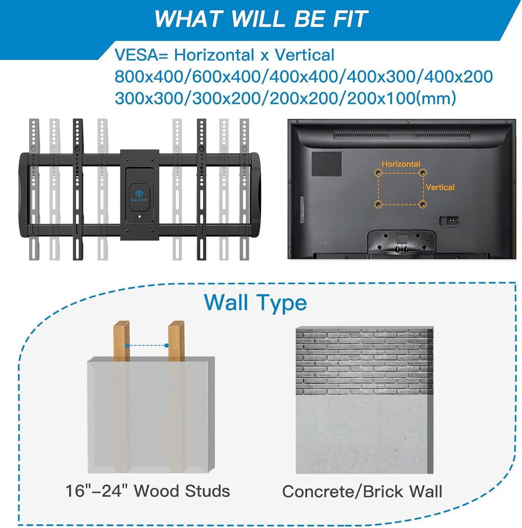 Perlesmith Long Arm TV Wall Mount - Full Motion Articulating Arm for 42-90 Inch TVs | Max VESA 800x400mm, 150 lbs Capacity