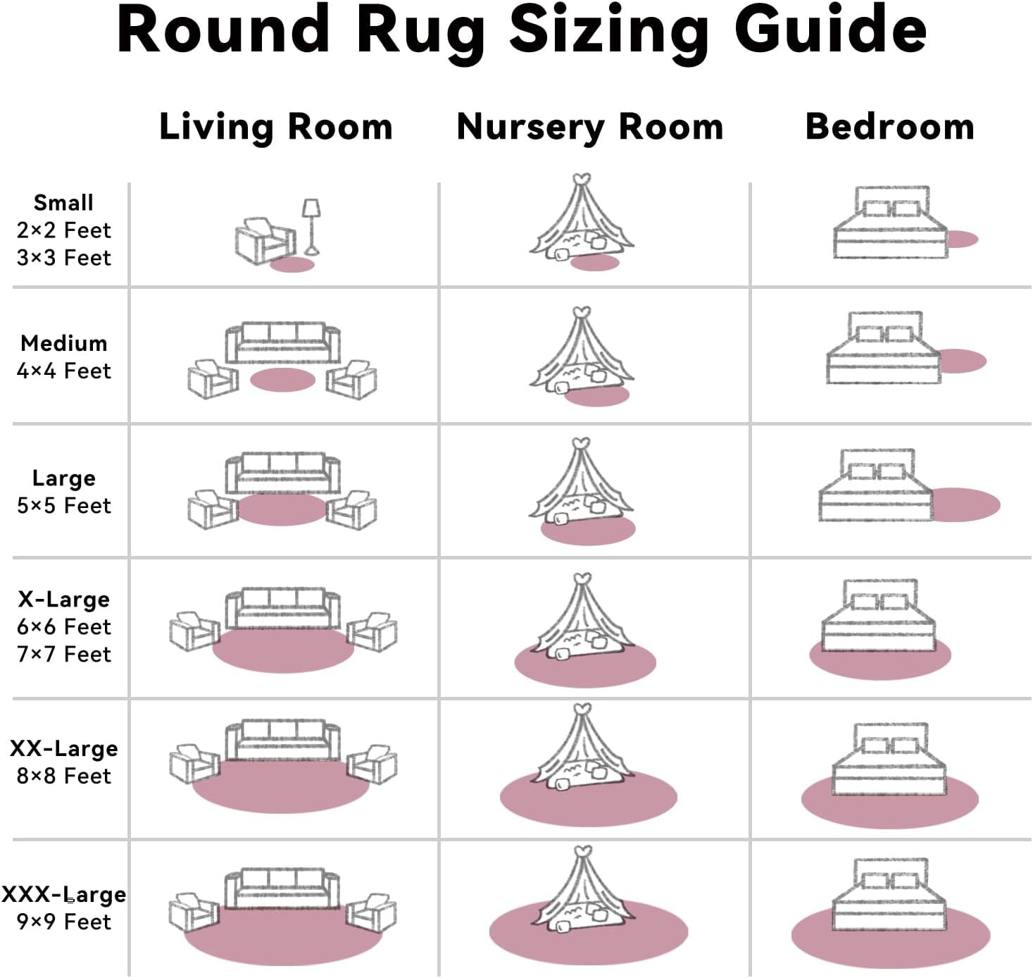 OLANLY Blush Round Area Rug - Soft, Fluffy, Machine Washable 6 ft Circle Carpet for Bedroom & Nursery Decor