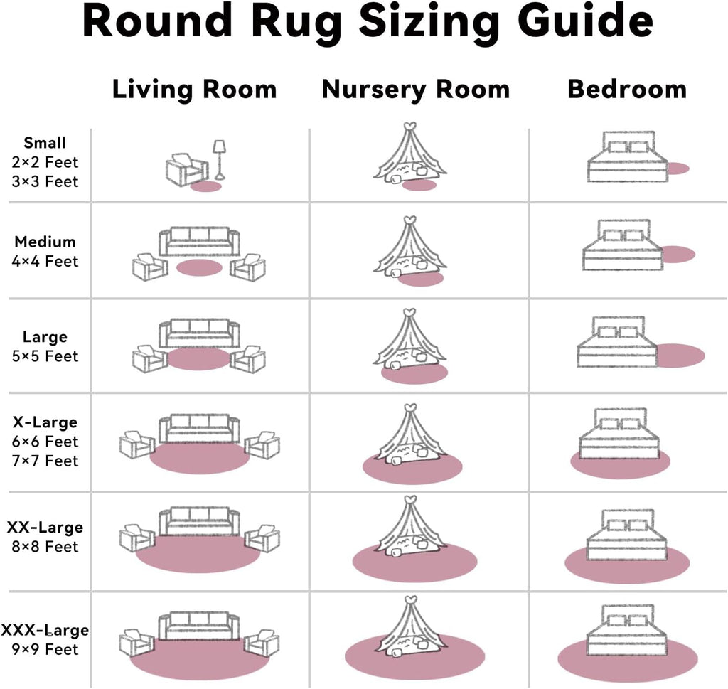 OLANLY Blush Round Rugs - Soft & Fluffy 4 ft Circle Area Rug for Bedroom, Living Room & Nursery Decor
