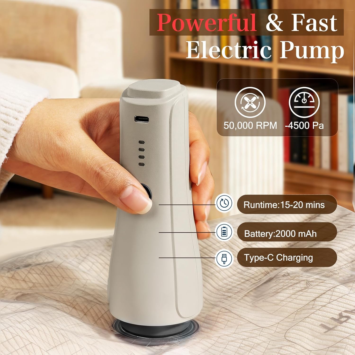QcoQce Vacuum Storage Bags - Rechargeable Electric Pump Included | Space Saver for Clothing & Bedding