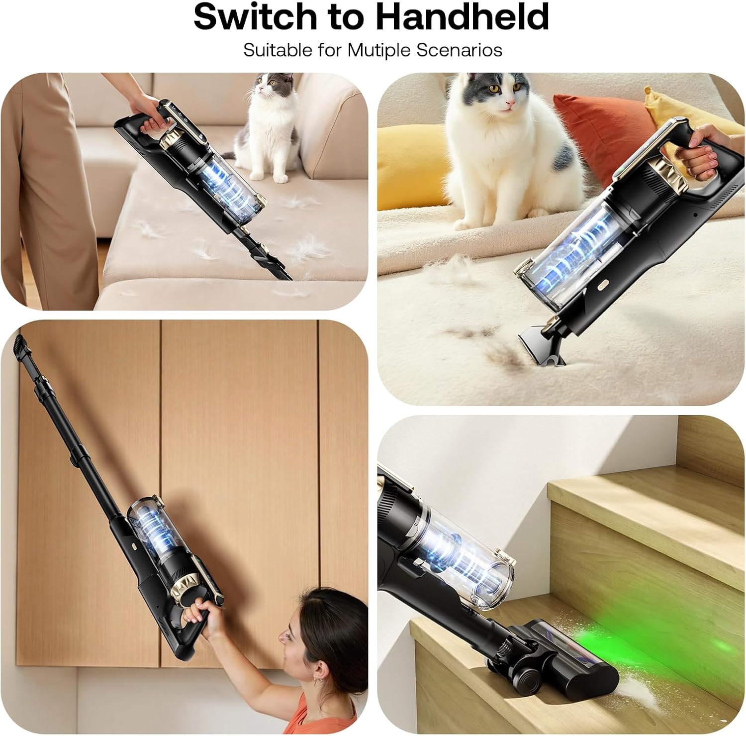 Trucozie Cordless Vacuum Cleaner - Lightweight Self-Standing Design | 50 Min Runtime, Powerful Suction for Home & Pet Hair