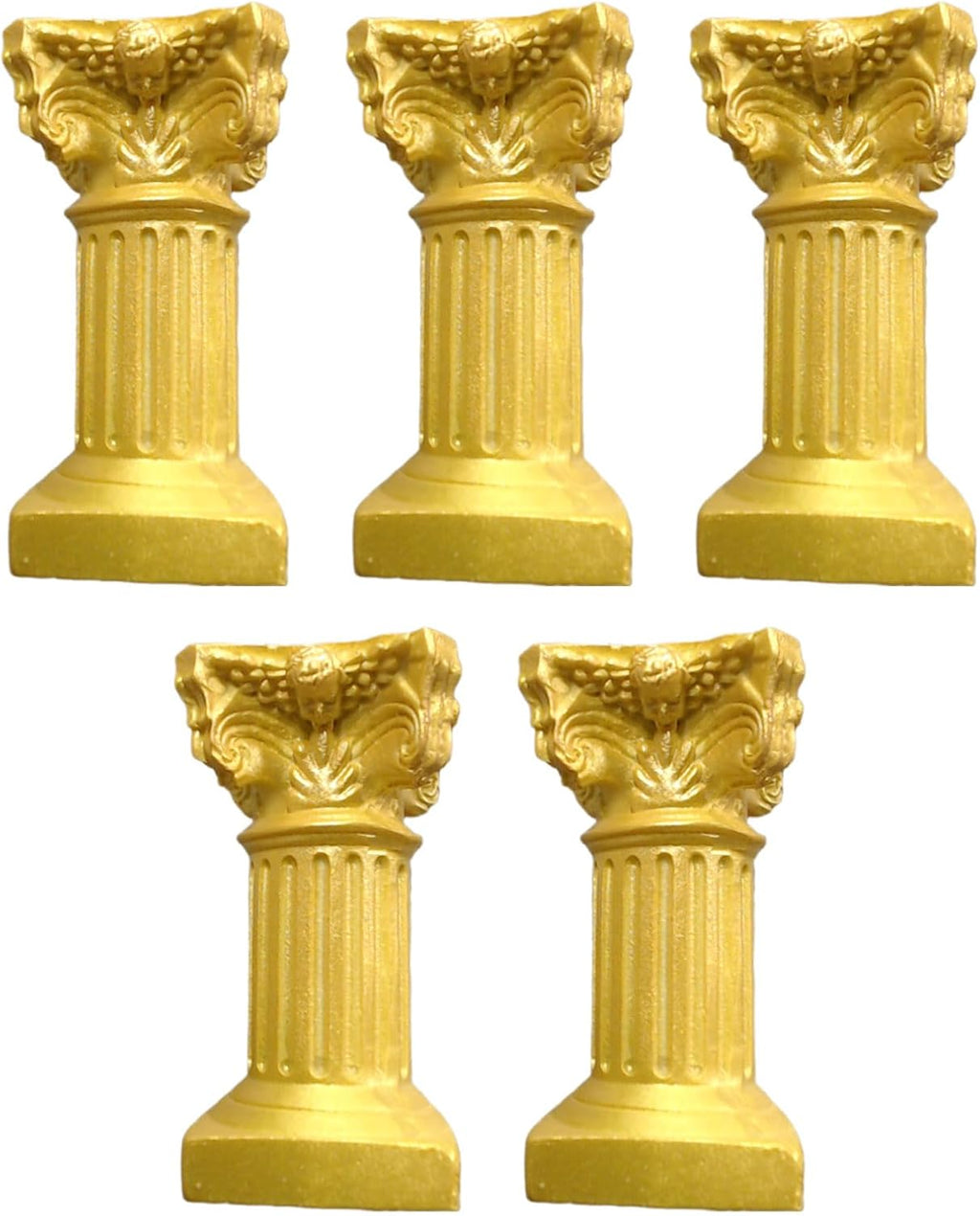 Saihisday Miniature Roman Pillar Columns - 5Pcs Resin Candle Holders for Wedding & Christmas Decor | Yellow