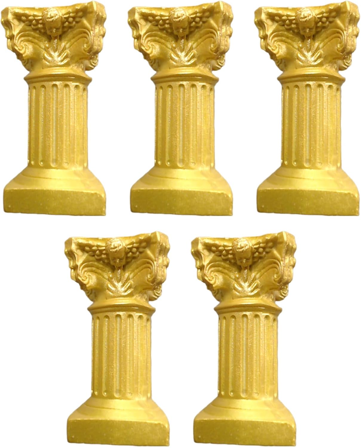 Saihisday Miniature Roman Pillar Columns - 5Pcs Resin Candle Holders for Wedding & Christmas Decor | Yellow
