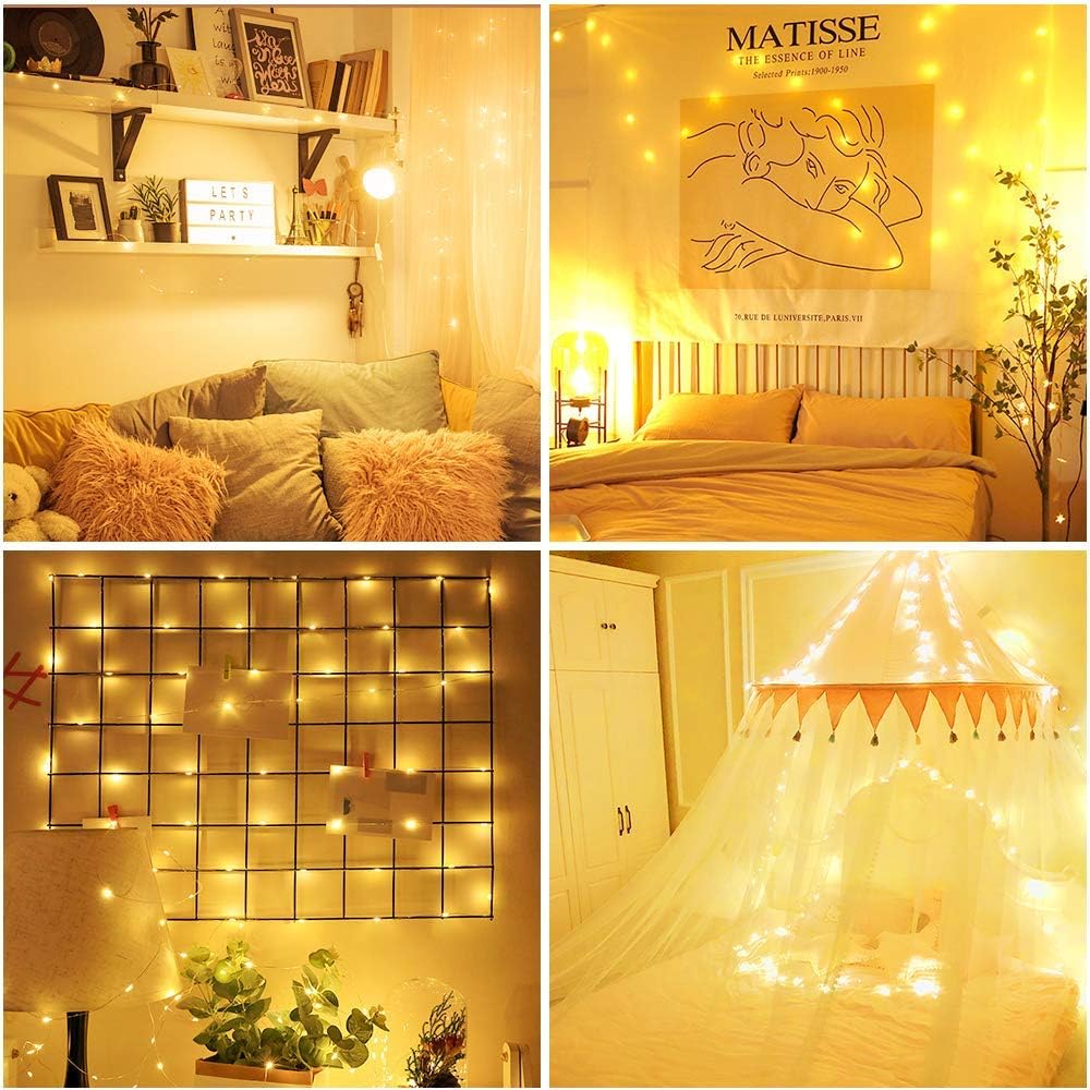 Moobibear LED String Lights - 99ft 300 LEDs Dimmable Warm White Fairy Lights | Remote Control for Outdoor & Indoor Decor