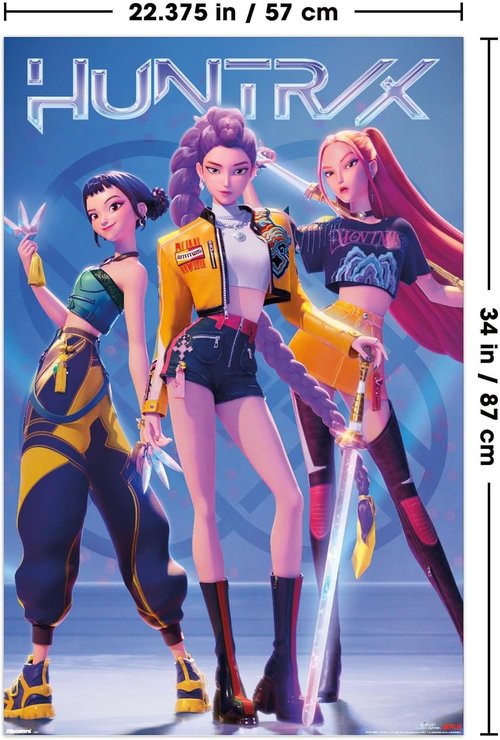 Huntrix | KPop Demon Hunters Wall Poster - 34" x 22.4" | Includes Mount Bundle for Easy Display