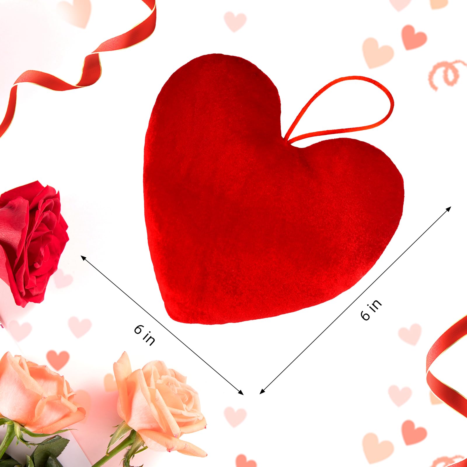 Valentines Day Decorations Valentines Red Heart Velvet Bows 4 pc 6 * 6 in Red Heart Hanging for Home Wall Door Hanger Decor Valentines Wedding Anniversary Birthday Party Supplies