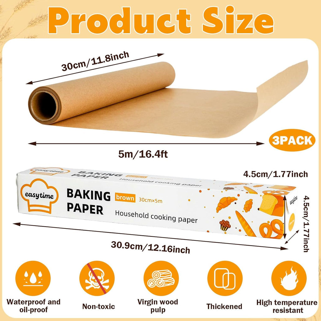 Unbleached Parchment Paper Roll by [Brand Name] - 12in x 49ft, High Temperature Resistant, Non-Stick Baking Paper for Cooking & Grilling