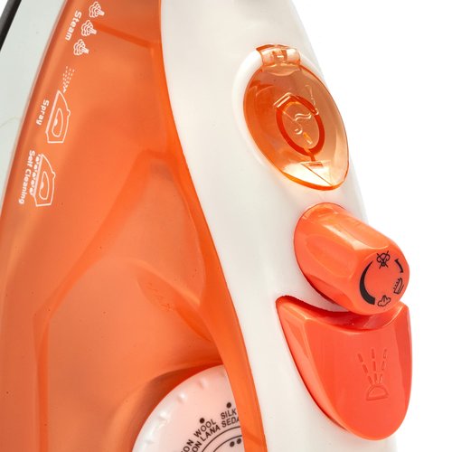 Dominion Steam Iron for Clothes With Non-Stick Soleplate, Lightweight 1200W Clothes Iron With Adjustable Thermostat Control, Self Clean, Pivoting Cord, and Steam/Dry/Spray Functions, Coral