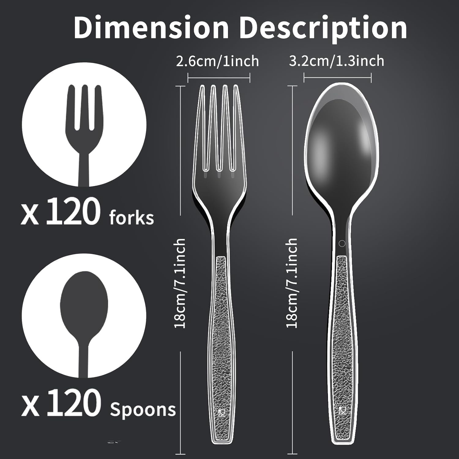 Skiennix Extra Heavy Duty Plastic Forks & Spoons Set - 120 Count, Heat Resistant & BPA Free, Clear Disposable Utensils