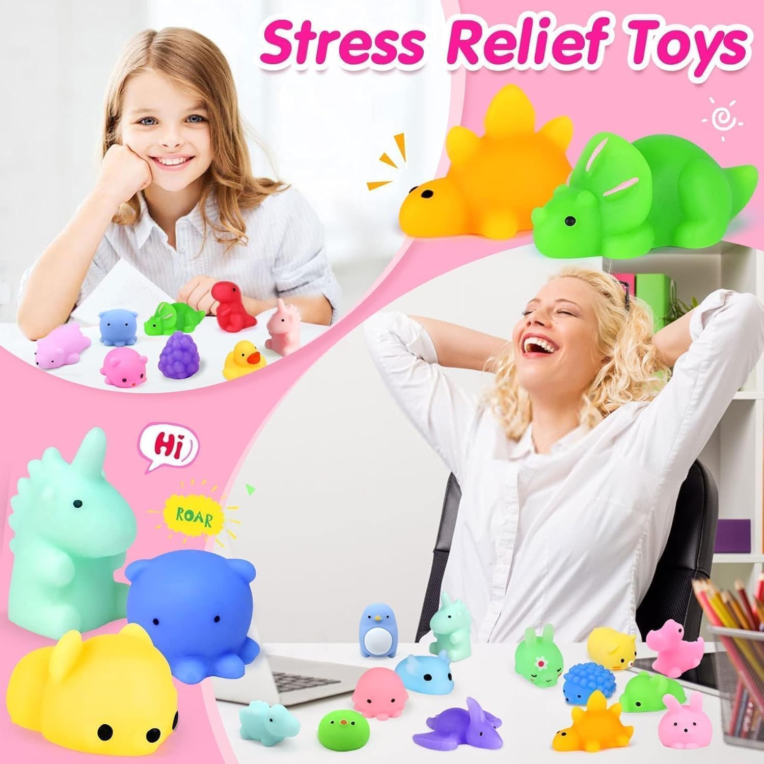 Skiennix 130pcs Kawaii Squishy Toys - Fun Fidget Treasure Box for Classroom Prizes & Gifts