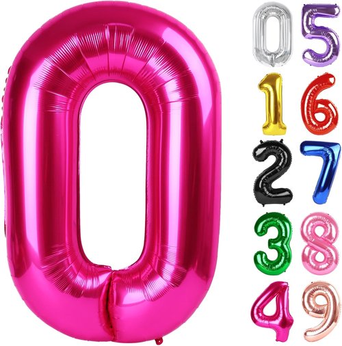 Hot Pink Number 0 Balloon - 40 Inch Birthday Decoration for Milestone Celebrations | Party Supplies