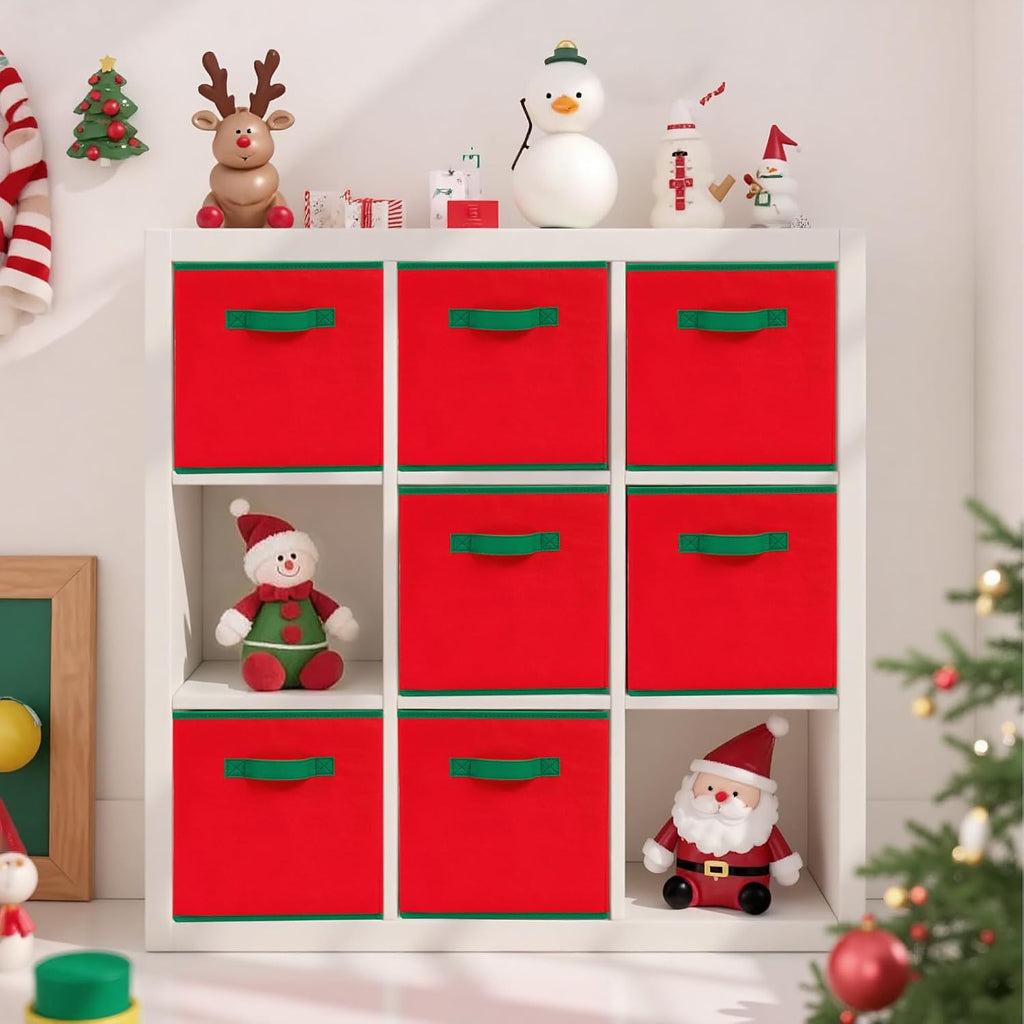 Storage Maniac Storage Cubes - Durable 11-Inch Fabric Bins | Foldable Collapsible Baskets in Red for Easy Organization