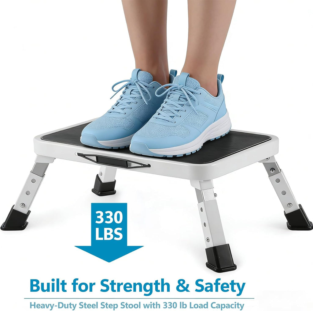 Simple Deluxe Foldable Step Stool - Heavy Duty Non-Slip Foot Stool for Home & Kitchen | 330 Lbs Capacity