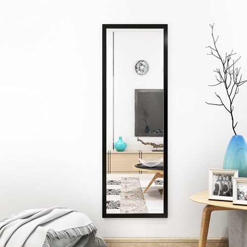 Whitebeach Wall Mirror Full Length Door, Black Bedroom Full Body Over The Door Hanging Mirror 48"16"