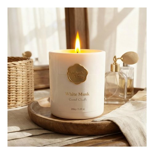 Scented Luxury Candles -Whitemusk-Aromatherapy Jar Candles for Relaxation & Sleep -7 oz- 45 Hours Clean Burn-Hand-Cast -100% Natural Soy Wax-Ideal Gifts