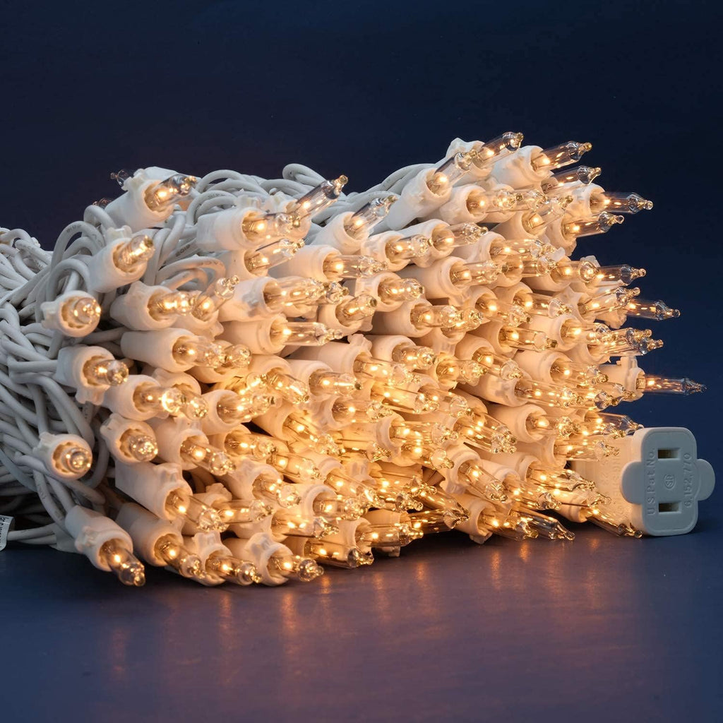 Skiennix 200 Count Clear Christmas Lights - 33 ft White Wire Holiday String Light Set (UL Listed)