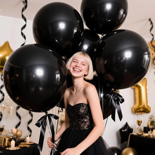 Black Balloons 18 Inch - Large Latex Helium Balloons for Halloween & Birthday Party Decor | 12 Pack