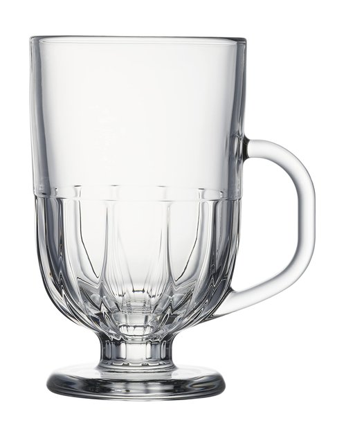 La Rochere Flore Coffee Mugs Set of 4 – French Pressed Glass Art Deco Glassware with Geometric Floral Design & Stemmed Base – Elegant French Mugs for Coffee, Tea, Latte & Everyday Moments (10 oz)