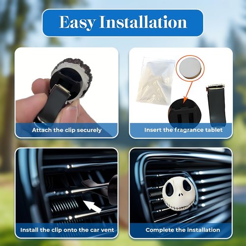 GENANY 3D Resin Horror Skellington Car Air Freshener - Spooky Vent Clips for Movie Fans | Gothic Gifts