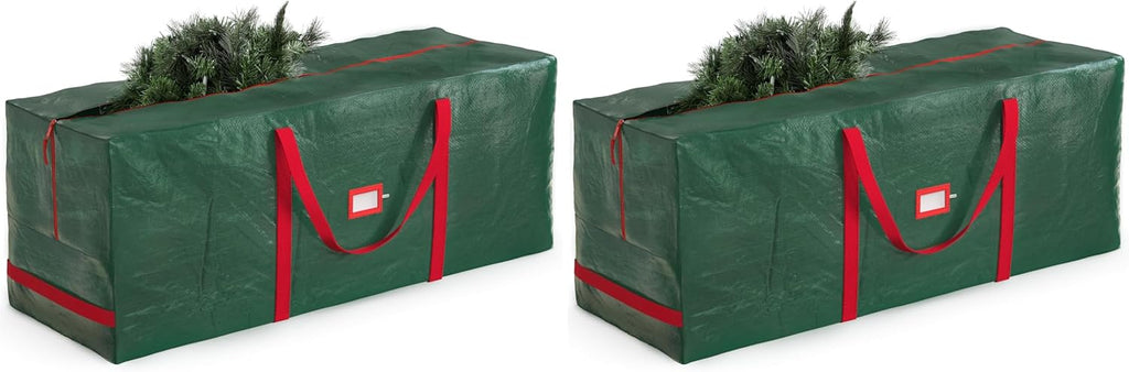 Zober Christmas Tree Storage Bag | Fits 9 Ft Artificial Trees - Waterproof, Durable Design - Green (Pack of 2)