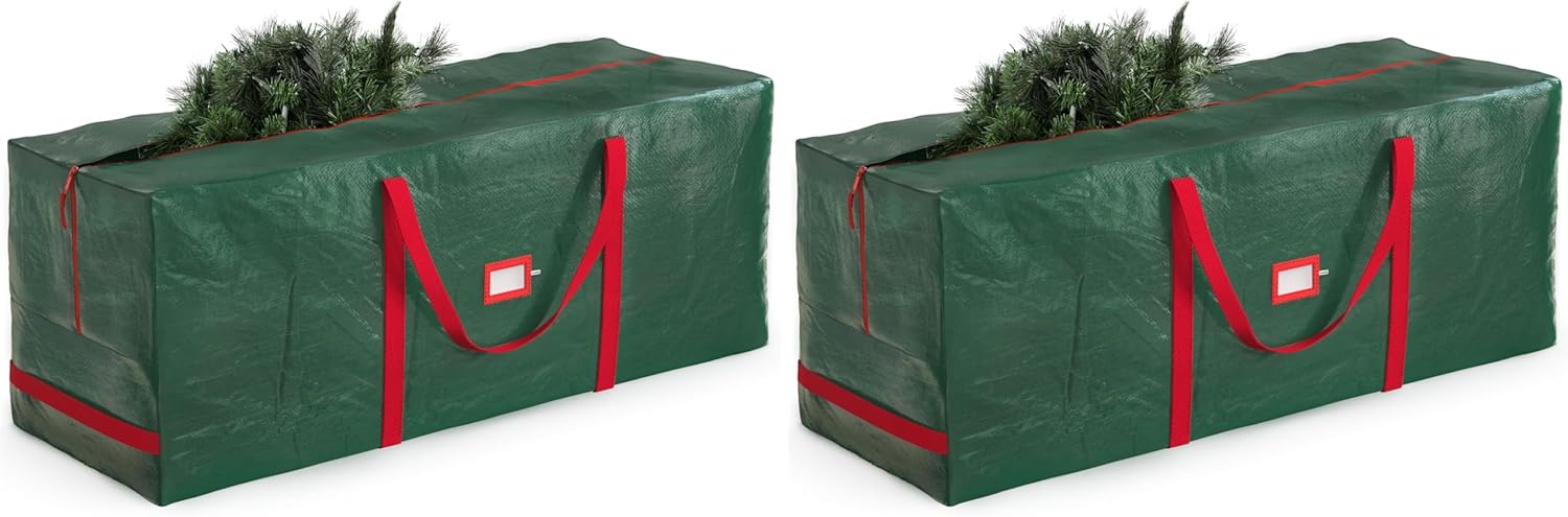 Zober Christmas Tree Storage Bag | Fits 9 Ft Artificial Trees - Waterproof, Durable Design - Green (Pack of 2)