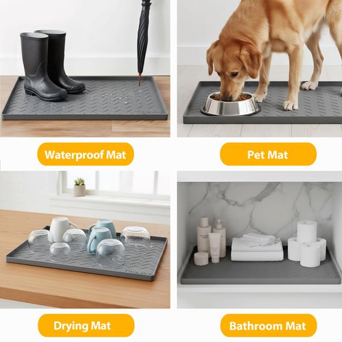 TigeJoy 40" x 19" Under Sink Mats for Kitchen Waterproof, Leak-Proof Silicone Mat Sink Protector and Cabinet Liner, Kitchen Essentials Organizer and Storage, Boot or Shoe Tray, Pet Feeding Mat