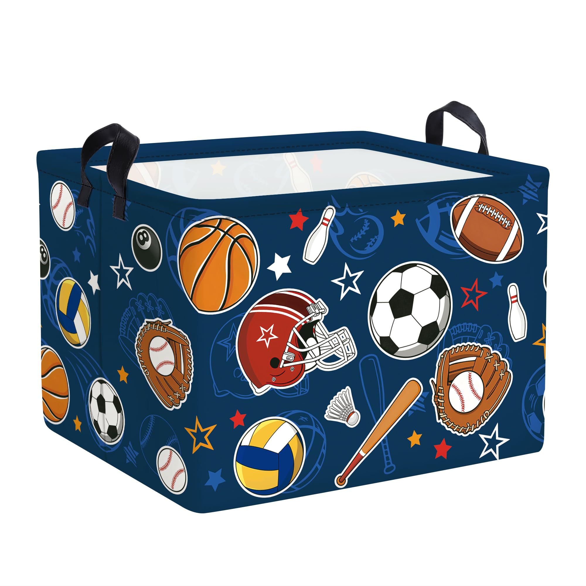 Clastyle Cartoon Sport Ball Laundry Basket Kids Clothes Book Storage Basket Gift Toy Box for Bedroom Decor,Football,40x30x30 cm