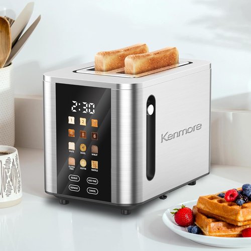 Kenmore 2-Slice Toaster - Touch Screen Control, 6 Shade Settings & Extra Wide Slots | Stainless Steel