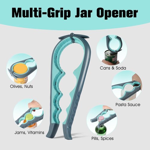 Jar Opener by [Brand Name] - 5-in-1 Multi-Function Can Opener with Ergonomic Non-Slip Handle | Ideal Kitchen Tool for Seniors and Arthritis Relief - Blue