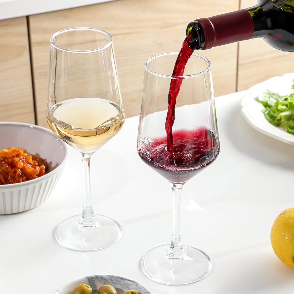 OUWO Wine Glasses Set of 4, 13.5oz Red White Wine Glasses,Lead-free Long Stem Wine Glasses for Home, Party, Wedding, Ideal Wine Accessories Gift,Clear