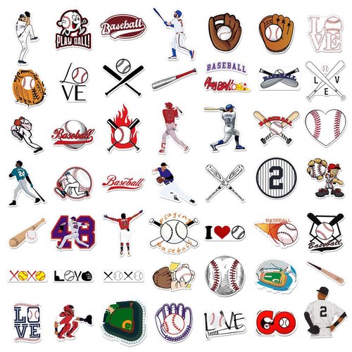 NJGCPRO Baseball Water Bottles for Boys, Stainless Steel Baseball Water Bottle Gifts Stuff for Boys & Kids with 50Pcs Stickers (18OZ)