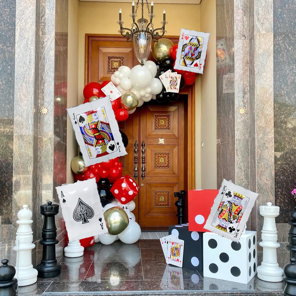 CYMYLAR Playing Card Balloons Set,Casino Poker Foil Balloons for Casino Night Party Decorations, Las Vegas/Alice Party Balloon Decoration,Magic Show/Lucky in Love Party Decor