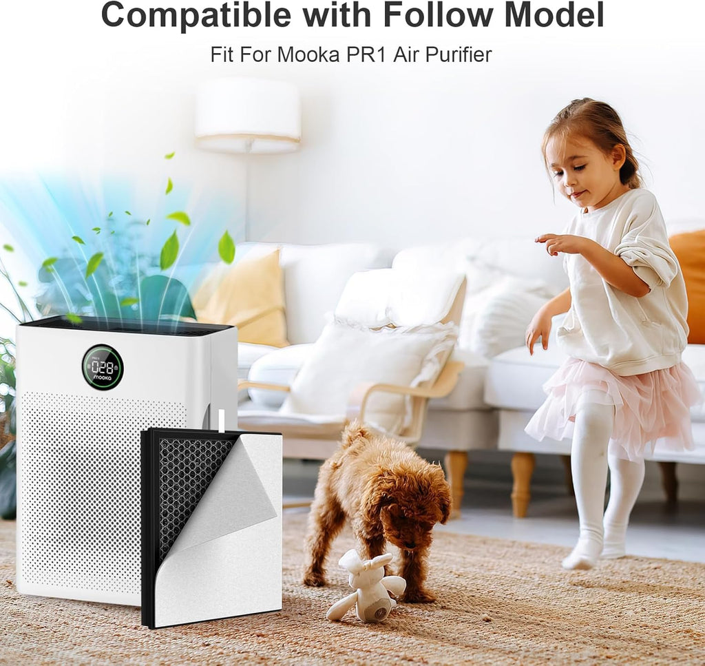 aiyawen PR1 Replacement Filter Compatible with Mooka PR1 Air Purifier,2 Pack H13 filter Activated Carbon