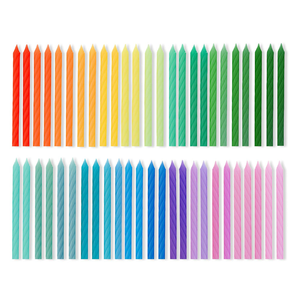 Cwise - 50-Count Spiral Birthday Cake Candles – Mini Pastel Rainbow Spiral Candles for Cake or Cupcake – 25 Unique Colors (2 of Each Color)