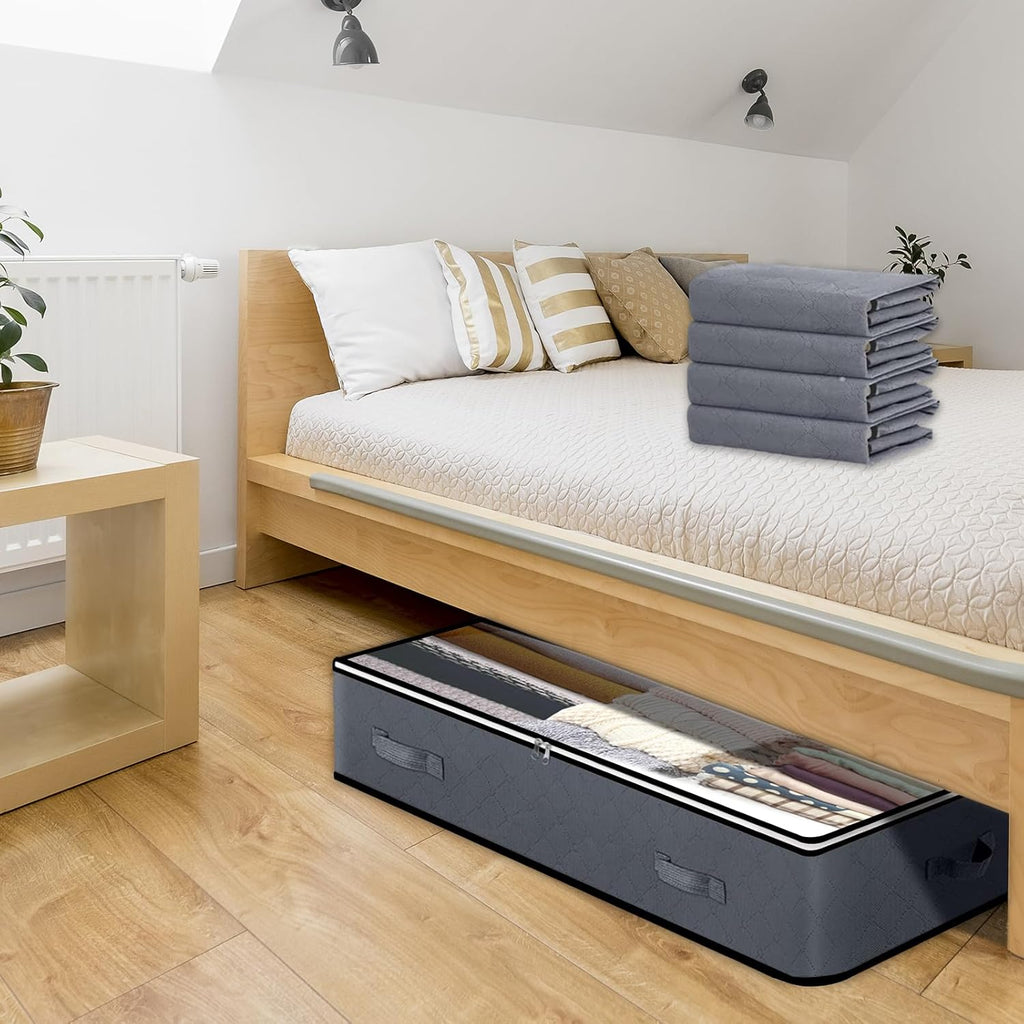 Under Bed Storage Bins by [Brand Name] - 90L Collapsible Organizers for Blankets, Clothes & More