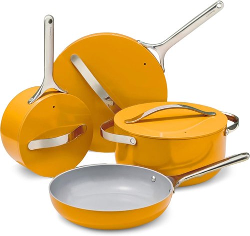 Caraway Non-Stick Ceramic Cookware Set - 12 Pieces, PFAS & PFOA Free, Oven Safe, Marigold Color