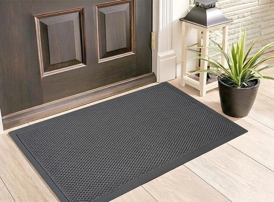 Muddy Mat® Mesh Door Mat Heavy-Duty Quick-Dry Floor Mat, Sand & Dirt Trapper for Indoor & Outdoor, Ideal for Entrance, Mudrooms, Patios & Garages, Low-Profile, Non-Slip, Washable – Grey 17"x30"x0.4"