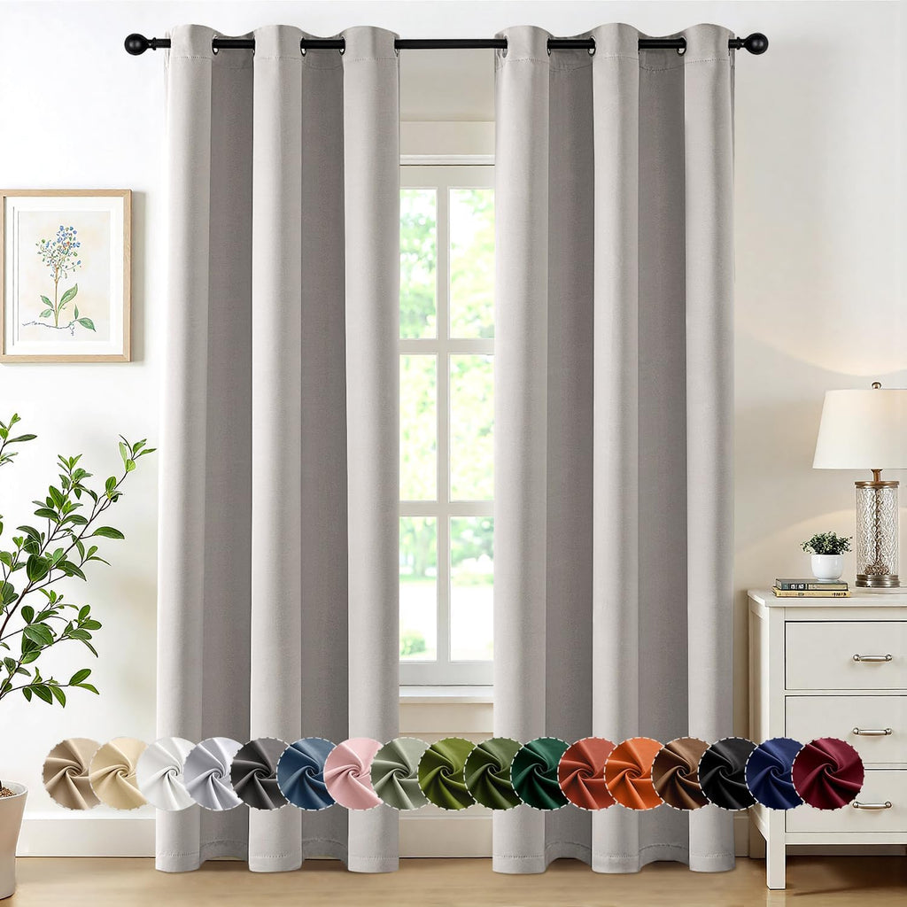 MIULEE Blackout Curtains - Thermal Insulated Room Darkening Drapes | 84-Inch, 2 Panels, Cobblestone Color