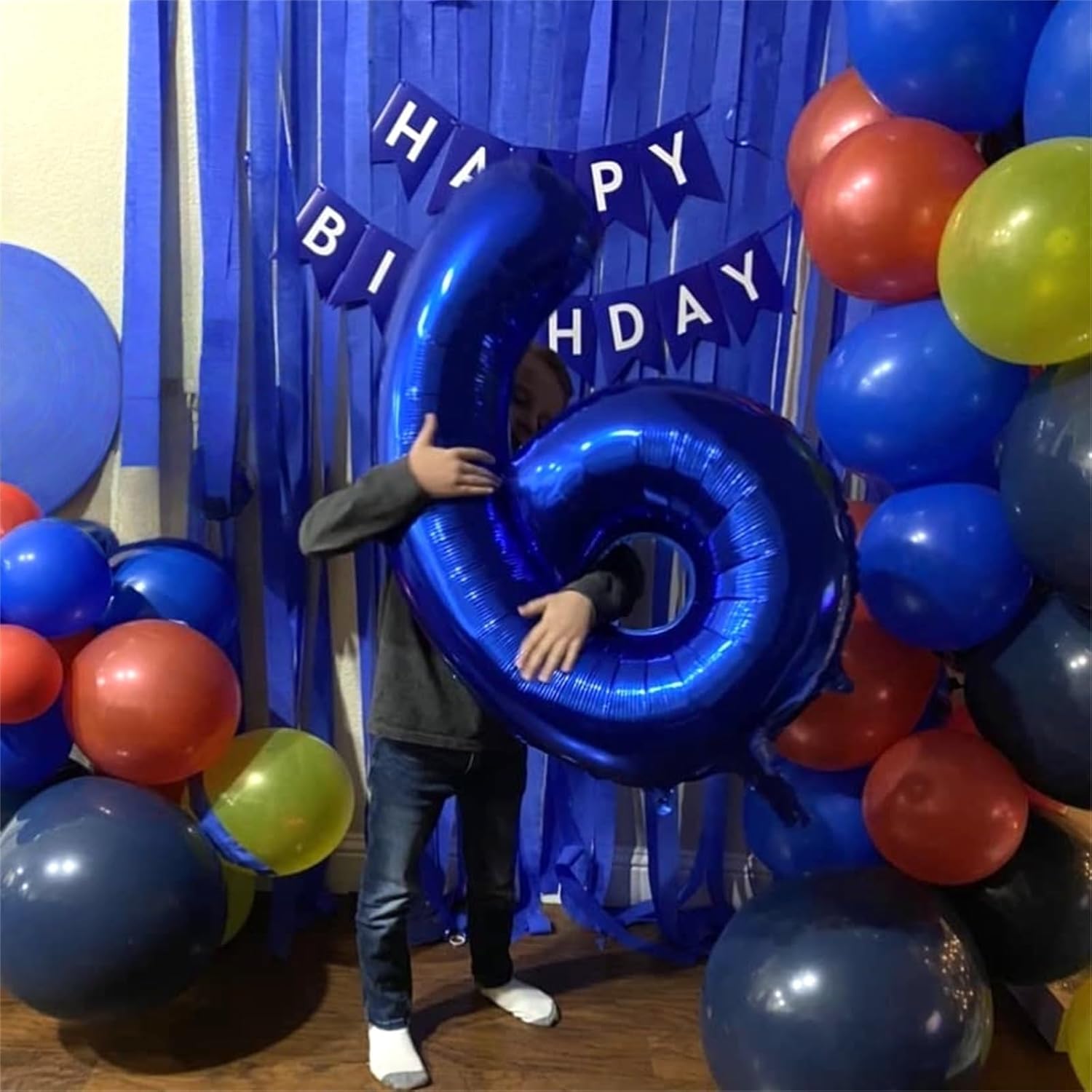 Skiennix Navy Blue Number 1 Balloons - 40" Large Dark Blue Foil Helium Balloons for 1st & 10th Birthday Celebrations