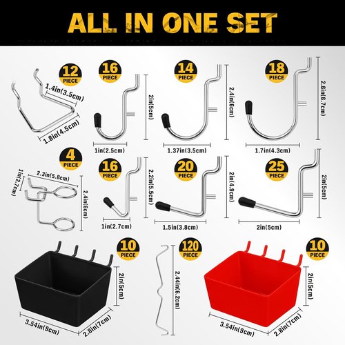 ELEAD Pegboard Hooks Kit - 297 Piece Organizer Accessories with Bins for Tools | Fits 1/8 & 1/4 Inch Pegboards
