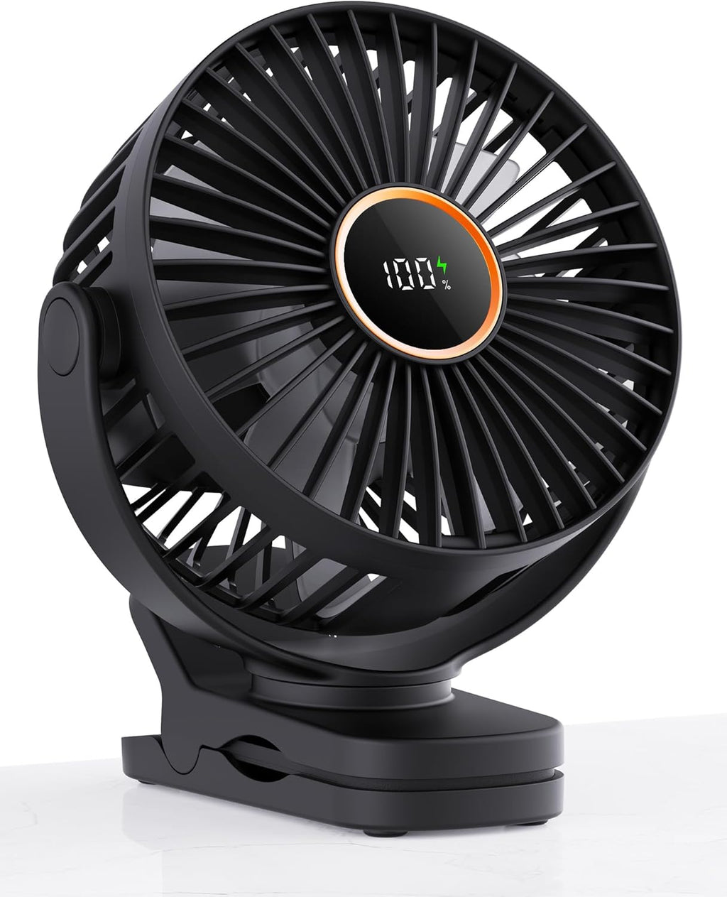TUNISE Mini Clip-On Fan - Battery Operated, 3-Speed Adjustable, 360° Rotation - Portable Black Desk Fan for Home & Camping