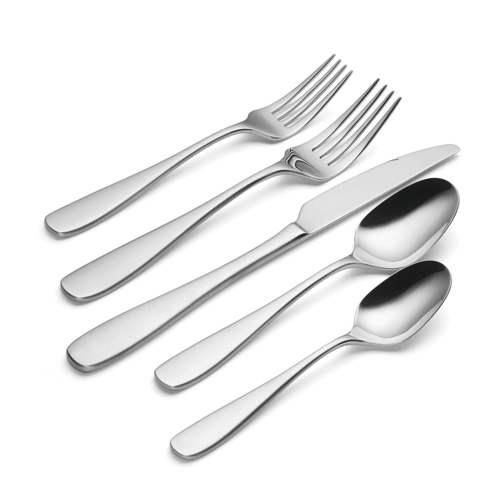 Oneida Silverware Set, Peyton 42 Piece Everyday Flatware Set, Service For 8, 18/0 Stainless Steel, Dishwasher Safe, Cutlery Sets, Utensils Sets, Knives Spoons And Forks, Serving (Silver, 42 Pieces)