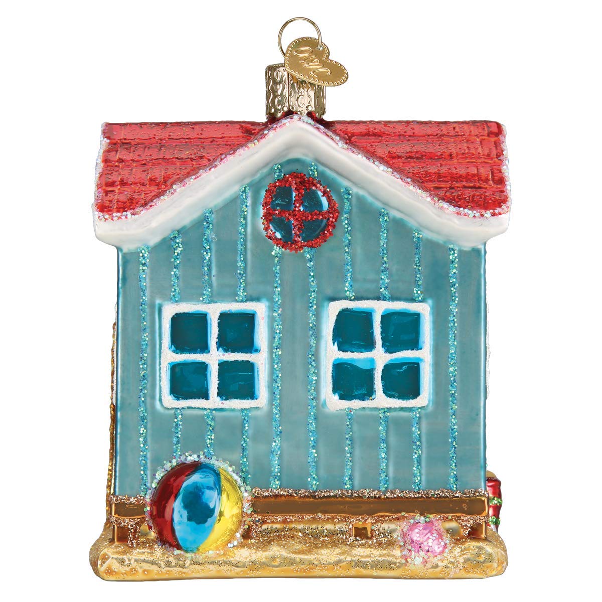 Old World Christmas House Ornament, Beach Blue 3.75 x 3