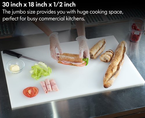 CURTA Cutting Boards for Kitchen, 30" x 18" x 0.5" Blue Color Coded Plastic Commercial Chopping Board with Anti Slip Surface Dishwasher Safe
