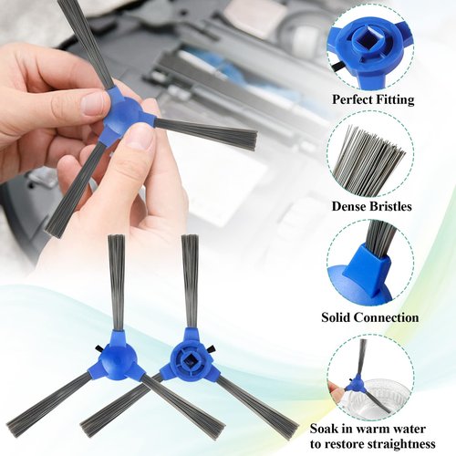 Replacement Parts for Eufy Robovac 11s, 12, 15C, 15T, 25C, 30, 30C, 35C Vacuum Parts, the eufy filter replacement parts include: 8 side brushes, 8 hepa filters, 1 rolling brush, 1 cleaning brush