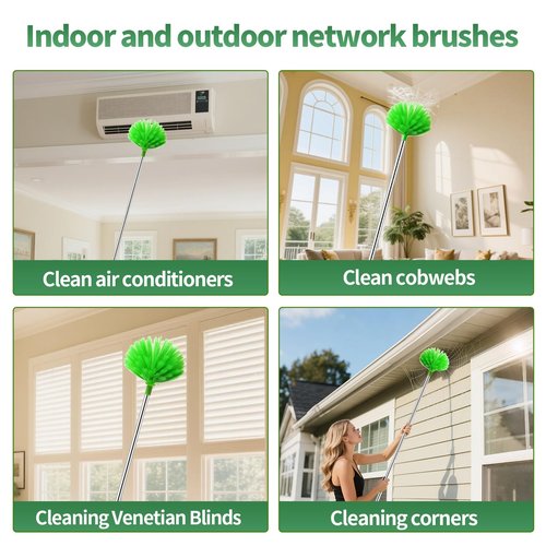 dusters for Cleaning extendable Long Handle，Webster Cobweb Duster with Extension Pole，Spider Web Remover Brush with Pole，Outdoor Web Cleaner Outside for use on Ceilings, cabinets, Walls, Light