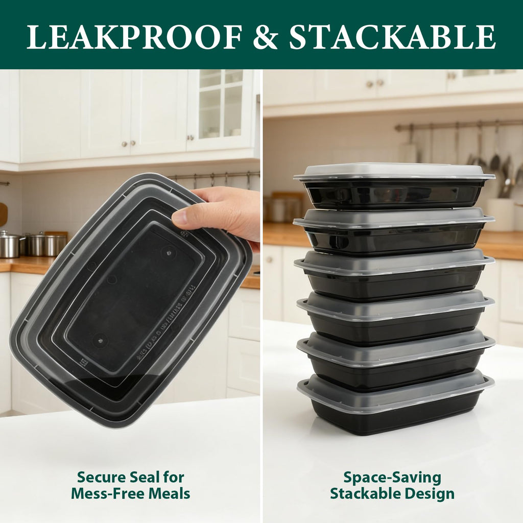 FUHITIM 90 Pack 28 oz Disposable Containers with Lids, Meal Prep Containers，Sturdy Leakproof & Food Safe, Microwave, Freezer, Dishwasher Safe Food Storage Containers with Lids Easy Open