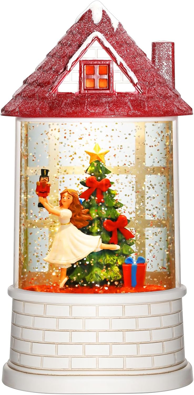 Priddop Snow Globe | Musical Nutcracker Ballerina Christmas Decoration with Glitter - USB/Battery Powered