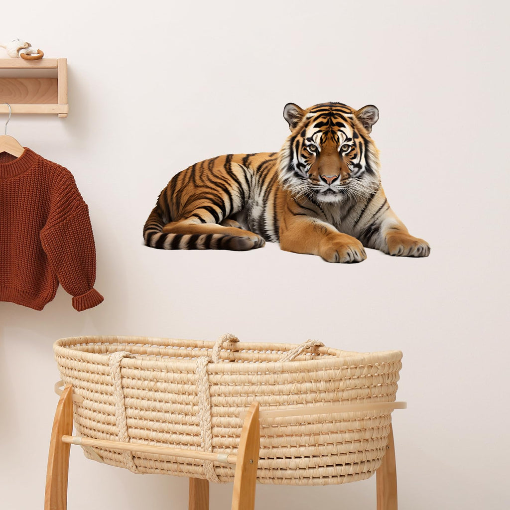 RoyoLam Lifelike Lying Tiger Wall Decal Nursery Jungle Animal Wall Sticker Removable Peel and Stick Wall Art Decor for Kid Baby Classroom Preschool Living Room Playroom Bedroom School